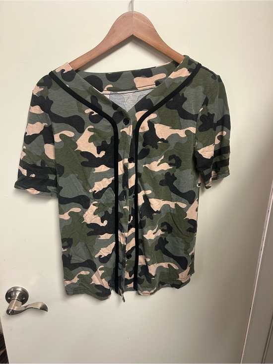 balera Tops - balera Green and Tan Camo Button-Up Women's Shirt